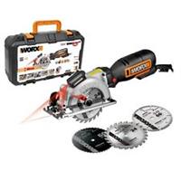 WORX WX427 XL 710W Electric Compact Circular Saw Worxsaw XL x3 Blades & Case