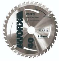 WORX WA8201 Mitre Saw Blade 216mm x 30mm 40T Carbide Teeth Cross Cutting Blade