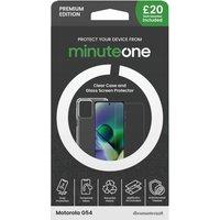 Motorola G54 Minute One Premium Clear Case and Glass Screen Protector Buy Now
