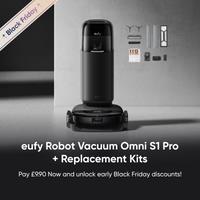 Early Bird Coupon for eufy Robot Vacuum Omni S1 Pro + Replacement Kits Black