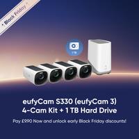 Early Bird Coupon for eufyCam S330 (eufyCam 3) 4-Cam Kit + 1 TB Hard Drive White