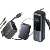 Anker Laptop Power Bank (25K, 165W, Retractable Cables) + Anker Laptop Charger (140W, 4-Port, PD 3.1) + Anker Nano Power Bank (10K, 45W, Retractable Cable) Space Black