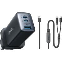 Anker 735 Charger (Nano II 65W), 3-Port Fast Charger Plug and 2-in-1 USB C to USB C Cable 140W Black