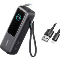 Anker Laptop Power Bank (25K, 165W, Built-In and Retractable Cables) and USB-A to Lightning Cable (Nylon) Space Black