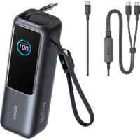 Anker Laptop Power Bank (25K, 165W, Built-In and Retractable Cables) + 2-in-1 USB C to USB C Cable (140W) Space Black