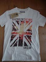 FAT FACE SEARCHING TEE T SHIRT COTTON XS MEN TEEN TROPICAL SURFER FLAG WHITE
