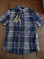 FAT FACE BLUE RED HERNE LARGE CHECKED SHIRT XS MEN TEEN SHORT SLEEVED