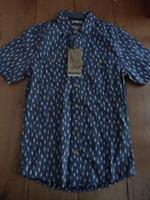 FAT FACE IKAT REVERSE PRINT SHIRT XS MEN TEEN BNWT WASHED NAVY BLUE RED WHITE