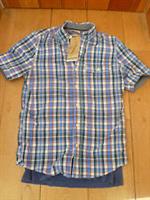 FAT FACE BEAFORD CHECK SHIRT & T SHIRT COTTON XS MEN TEEN NAVY BLUE GREEN WHITE