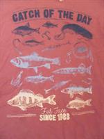 FAT FACE FADED PINK CATCH OF THE DAY FISH PRINT TEE T SHIRT XS MEN TEEN BNWT