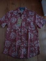 FAT FACE TROPICAL DENTON REVERSE PRINT SHIRT XS MEN TEEN WASHED RED WHITE