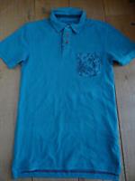 FAT FACE CAMBOURNE TROPICAL POCKET POLO TOP SHIRT COTTON XS MEN TEEN TEAL BLUE