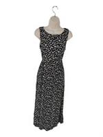 BNWT WOMENS FATFACE UK 6 BLACK FLORAL SLEEVELESS TIE WAIST FIT FLARE MAXI DRESS