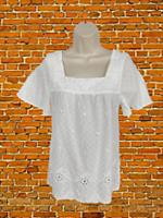 BNWT WOMENS FAT FACE UK 8 WHITE LIZZIE BRODERIE SHORT SLEEVE BOHO BLOUSE TOP