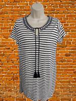 BNWT WOMENS FAT FACE SIZE UK 8 WHITE / NAVY STRIPE LONGLINE TOP CASUAL NEW £40