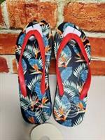 BNWT WOMENS FAT FACE UK 5 EU 38 RED TROPICAL PRINT FLIP FLOPS BEACH POOL SANDALS