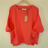 Fat Face Ophelia Coral Pink Linen Top Popover Blouse Size 16 NWT RRP £55 - 16 Regular