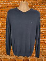 BNWT FATFACE NAVY JUMPER LARGE COTTON CASHMERE V-NECK PULLOVER KNIT TOP RRP £38
