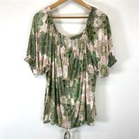 Fat Face Brianna Green Pink Mosaic Geo Patterned Jersey Top Size UK 20 NWT - 20 Plus
