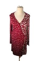 Fat Face Tie Waist Wrap Dress New Size 16 Red Midi Long Sleeve V Neck - 16 Regular