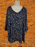 BNWT FATFACE NAVY FLORAL TEE TUNIC SIZE UK 16 COTTON WOMEN V-NECK TOP RRP £39.50
