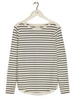 Fat Face Ivory Cotton Blend Breton T-Shirt Size 14 RRP £30 - 14 Regular