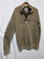 Fat Face Olive Green Corduroy Padded Elbows Roll Neck Unisex Zip Pullover Size L - L Regular