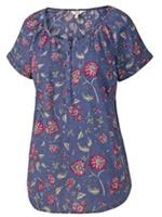 Fat Face Pure Cotton Floral Print Half Button Top Size 10 - 10 Regular
