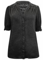 Fat Face Pure Cotton Lace Insert Short Sleeve Top Size 16 - 16 Regular