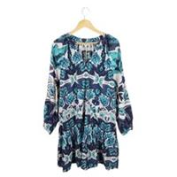 Fat Face Amy Jade Mirrored Sketched Leaves Dress Size 18R - 18 Regular