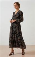 FAT FACE / COPPER & BLACK VICTORIA FLORAL MIDI DRESS SIZE UK 8 R *RRP &pound;110