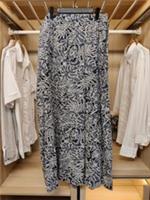 BNWT FAT FACE SKIRT SIZE LARGE GREY LEAVES ELASTICATED RUE LINEAR MAXI RRP &pound;45