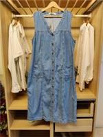 FAT FACE DRESS UK 12S BLUE DENIM BEA MIDI BUTTON FRONT SLEEVELESS CASUAL RRP &pound;69