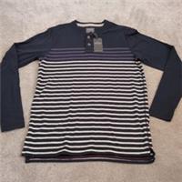 Fat Face T Shirt Mens Medium Blue Stripe Henley Coastal Surf Casual Summer BNWT - M Regular