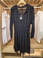 Womens FatFace BNWT Coralie Sparkle Black Mini Dress Ruffle UK 10 Viscose Boho - 10 Regular