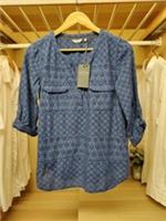 FatFace Womens Mollie Broderie Popover Blouse UK 10 Chambray Cotton Eyelet BNWT - 10 Regular