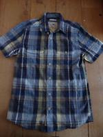 FAT FACE BLUE YELLOW PEMBREY SEERSUCKER CHECKED SHIRT XS MEN TEEN SHORT SLEEVED