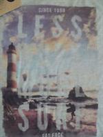 FAT FACE STRIPE LESS WORK MORE SURF TEE T SHIRT COTTON XS MEN TEEN GREY