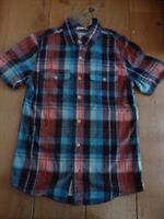FAT FACE TURQUOISE PEMBREY SEERSUCKER CHECKED SHIRT XS MEN TEEN SHORT SLEEVED