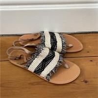 New Fat Face Sandals Brown Woven Leather Strappy UK 7 EU 41 Ankle Strap Flats