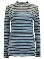 Ex Fat Face DEEP-TEAL Enise Stripe Roll Neck Turtle Neck Long Sleeve Top Size 16 - 16 Regular