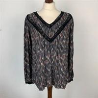 Fat Face Copper & Black Blouse Top Womens 10 Grey Mabel Craft Ikat BNWT - 10 Regular