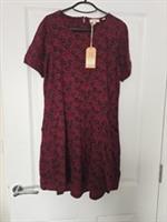 Fat Face Womens Simone Floral Dot Jersey Dress In Red Size 10 New With Tags - 10 Regular