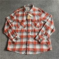Fat Face Shirt Mens 2XL XXL Ombre Orange Grey Check LS Pockets Soft Cotton NWT - 2XL Regular