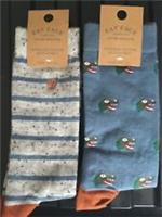 FAT FACE mens 1 x Stripe Socks & 1 x Dino Head Socks size 9.5-11 BNWT Rrp £14
