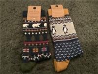 FAT FACE 1 x Novelty socks + 1 x penguin fairisle socks size 6.5 - 9 Rrp £14