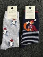FAT FACE SOCKS 1 x PomPom Fox Socks & 1 x Skiing Penguin Socks BNWT Rrp £12