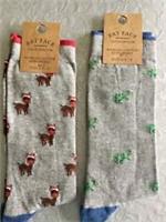 FAT FACE 1 x Rudolph Sock & 1 x Dennis Dinosaur Socks size 6.5-9 BNWT Rrp £12