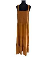 Fat Face Danielle Maxi Dress UK 18 Mustard Yellow Tiered Smocked BNWT - 18 Regular