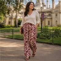 FatFace Copper & Black Kingston Satin Trousers UK 18 Long Claret Floral BNWT - 18 Regular